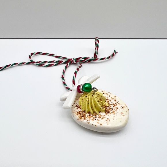 Deviled Egg Christmas Ornament – Handmade Clay Food Ornament | Funny Holiday - Picture 3 of 15